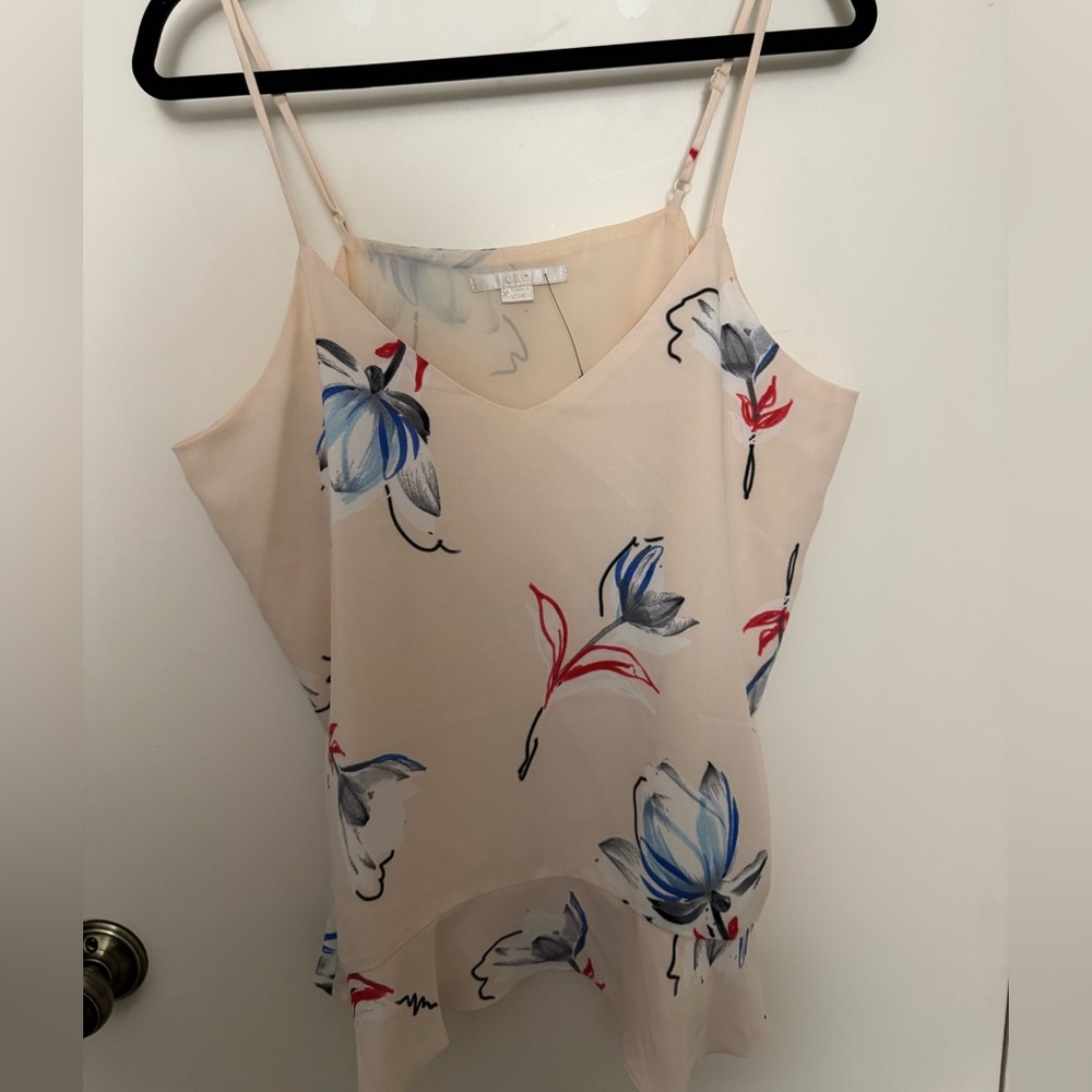 Floral Print Beige Cami Tank Top